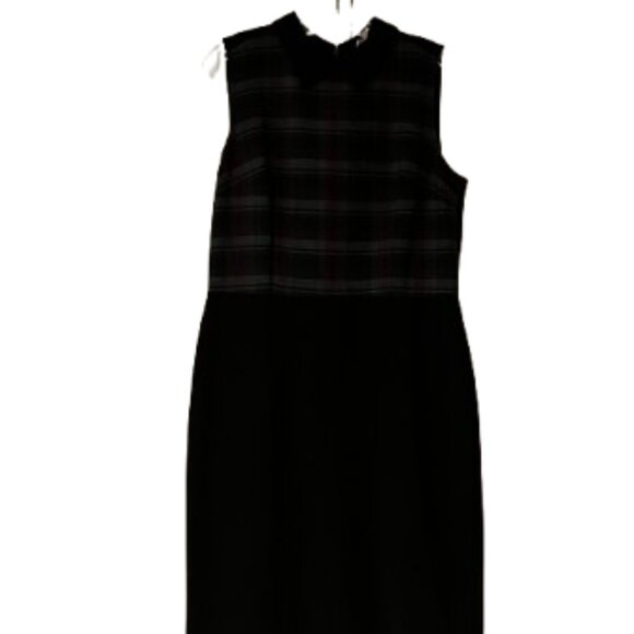 Loft Collared Dress - Plaid top with Solid Black Skirt - Back Zipper - 10 - Picture 3 of 5